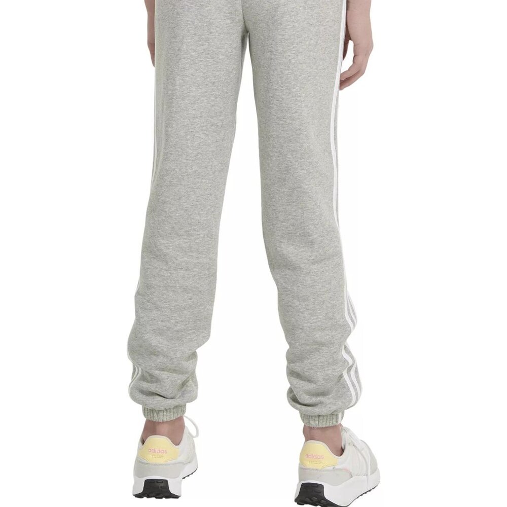 NWT adidas Girls' Elastic Waistband 3-Stripe Cotton Fleece Joggers - Picture 5 of 8